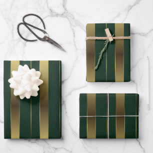 Feuille De Papier Cadeau Simples Grandes Géométriques Or Et Vert Émeraude
