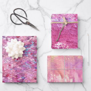 Feuille De Papier Cadeau Sirène bleu violet rose