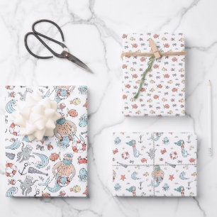 Feuille De Papier Cadeau Sirène lunaire