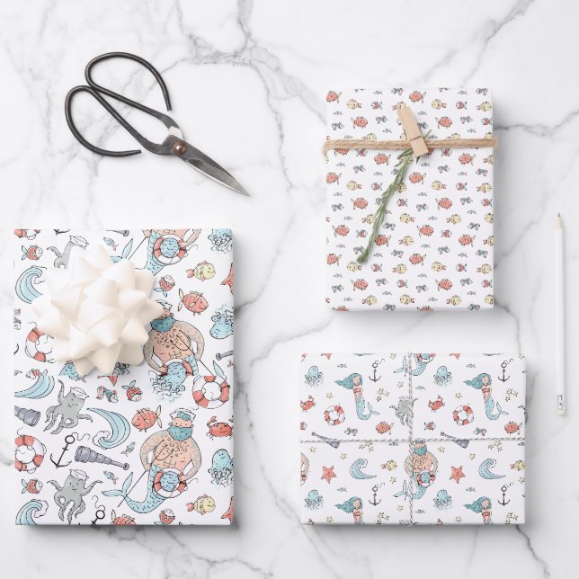 Feuille De Papier Cadeau Sirène lunaire (Recto)