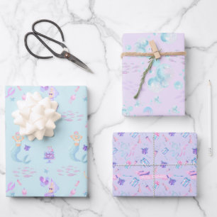 Feuille De Papier Cadeau Sirène magique sous la mer