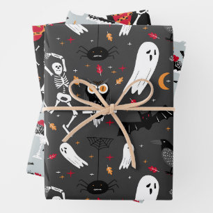 Feuille De Papier Cadeau Skeltons, Fantômes, Serpents Design Idéal Hallowee