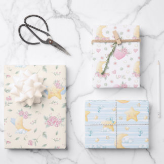 Feuille De Papier Cadeau Sleepy Moons and Stars Boho Mix