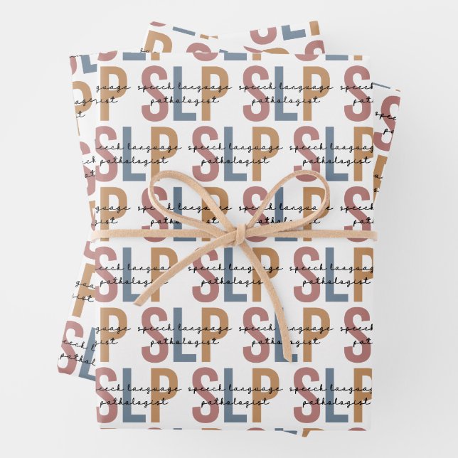 Feuille De Papier Cadeau SLP Voix Pathologiste Motif rétro (En situation)