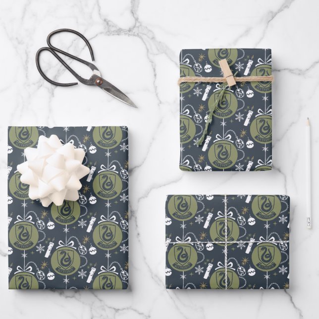 Feuille De Papier Cadeau SLYTHERIN™ - Graphique Bauble de vacances (Recto)