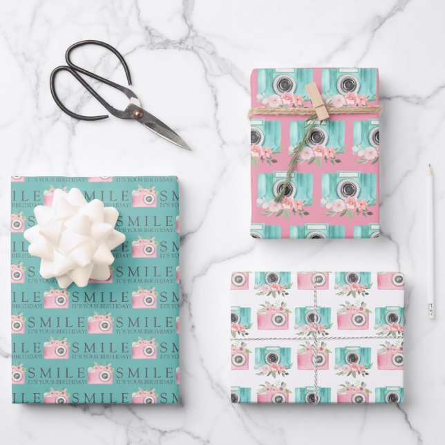 Feuille De Papier Cadeau Smile C'est ton anniversaire Envelopper des feuill (Recto)