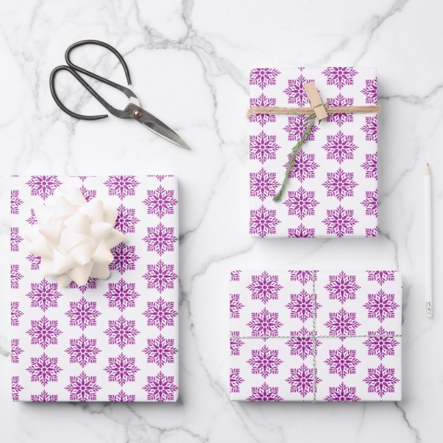 Feuille De Papier Cadeau Snowflake Plaid Pattern Pink Holiday (Recto)