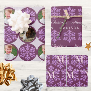 Feuille De Papier Cadeau Snowflake Plum Bling Classic 2 Photo Noël