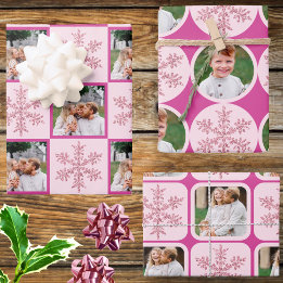 Feuille De Papier Cadeau Snowflake rose Glam Classic 3 Photo Noël
