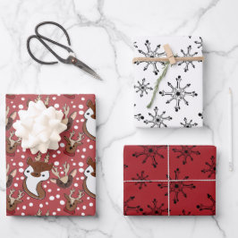 Feuille De Papier Cadeau Snowflakes de Red Reinder