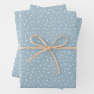 Feuille De Papier Cadeau Snowflakes hiver Ice Blue Retro Inspiré