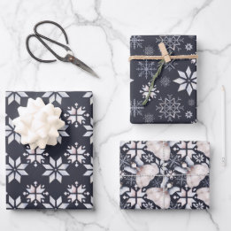 Feuille De Papier Cadeau Snowflakes Hygge et fées Noël