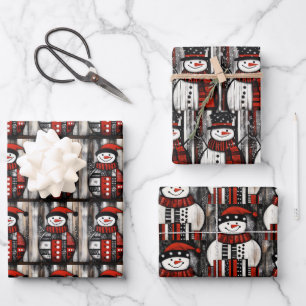 Feuille De Papier Cadeau Snowman