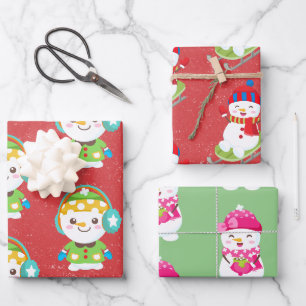 Feuille De Papier Cadeau Snowman avec retour