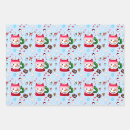 Feuille De Papier Cadeau Snowman Hot Chocolat Fun
