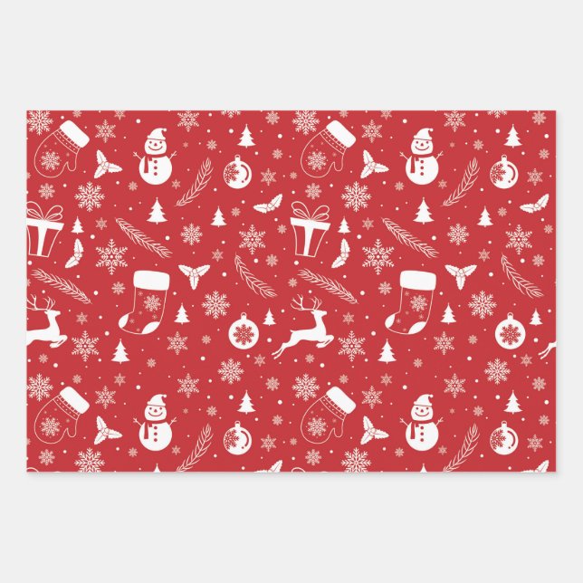 Feuille De Papier Cadeau Snowman Mitton Snowflake cadeau de Noël (Devant)
