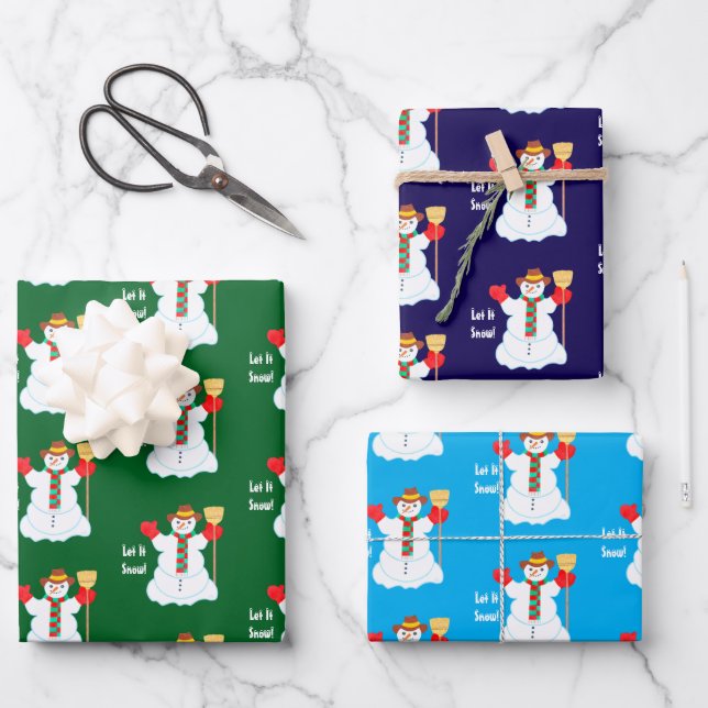 Feuille De Papier Cadeau Snowman With Text Wrapping Paper Sheets (Recto)