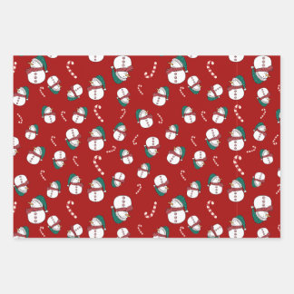 Feuille De Papier Cadeau Snowmen et Sucres de canne
