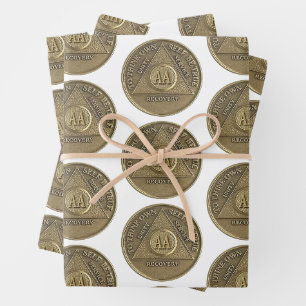 Feuille De Papier Cadeau Sober Recovery Anniversaire AA sur pièce