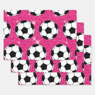 Feuille De Papier Cadeau Soccer Ball Pink Frost Parties scintillant Sport J