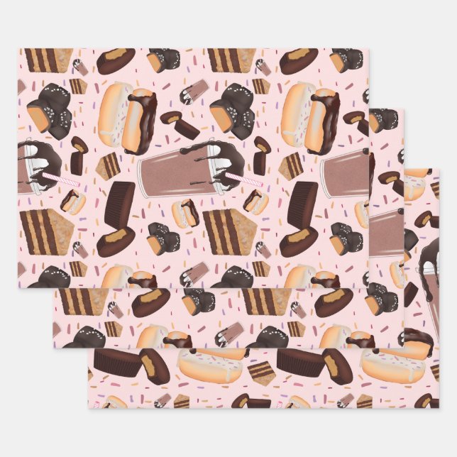Feuille De Papier Cadeau Soins sucrés Beurre d'arachide Mocha au chocolat (Lot)