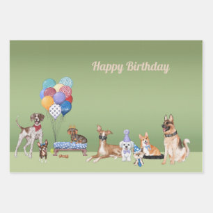 Feuille De Papier Cadeau Soirée à thème de chien Joyeux anniversaire