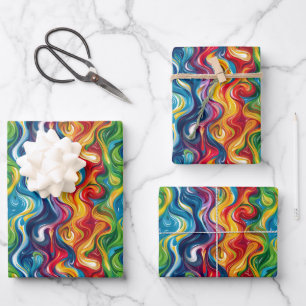 Feuille De Papier Cadeau soirée amoureuse abstraite carrelée