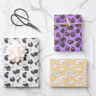 Feuille De Papier Cadeau soirée carrelée pour les amateurs de moutons mig