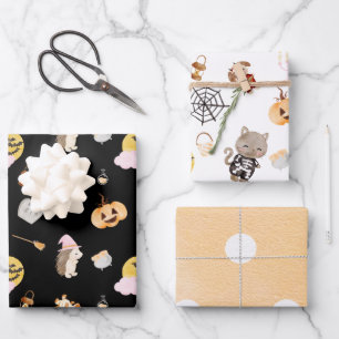 Feuille De Papier Cadeau Soirée d'Halloween pour les petits animaux
