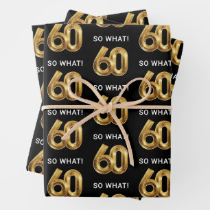 Feuille De Papier Cadeau Soixante ans d'or, et alors, fête d'anniversaire d