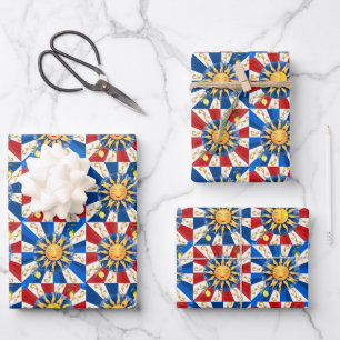 Feuille De Papier Cadeau soleil sicilien, majolica, citron,
