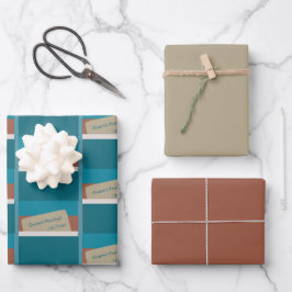 Feuille De Papier Cadeau Souhait de vacances personnalisées, Brown et bleu