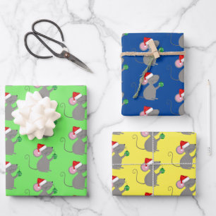 Feuille De Papier Cadeau Souris père Noël