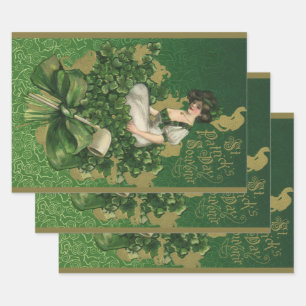 Feuille De Papier Cadeau Souvenir vintage de la Saint-Patrick, jeune Irland