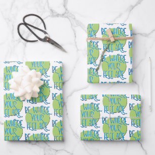 Feuille De Papier Cadeau Soyez Là Où Vos Pieds Sont Slogan De Récupération