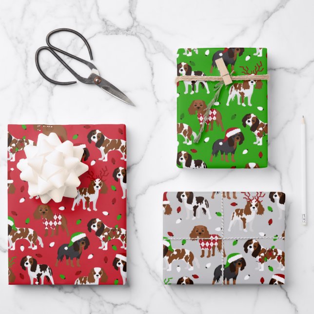 Feuille De Papier Cadeau Spaniel de Christmas (Recto)