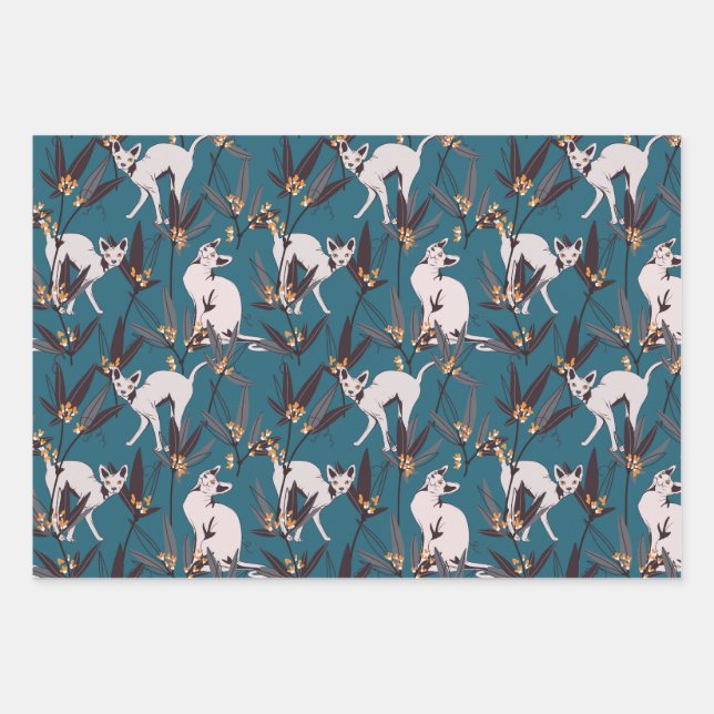 Feuille De Papier Cadeau sphynx chat drôle enfants motif (Devant)