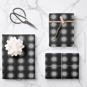 Feuille De Papier Cadeau Spirale Noire Et Blanche