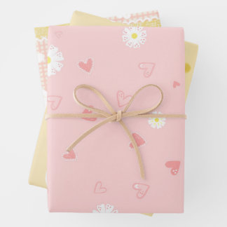 Feuille De Papier Cadeau Spring Pastel Floral & Hearts