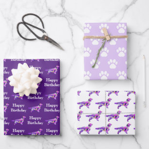 Feuille De Papier Cadeau Springer Spaniel Chien Silhouette Purple Anniversa
