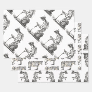 Feuille De Papier Cadeau Squelette assis anatomie Illustrisation
