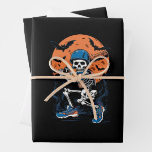 Feuille De Papier Cadeau Squelette de baseball Halloween Baseball Halloween