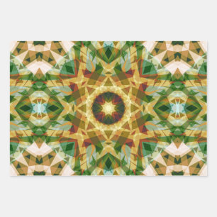 Feuille De Papier Cadeau Star de Noël Hiver Vert automne Brown or jaune