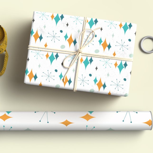 Feuille De Papier Cadeau Starburst Motif moderne du milieu du siècle (Créateur téléchargé)