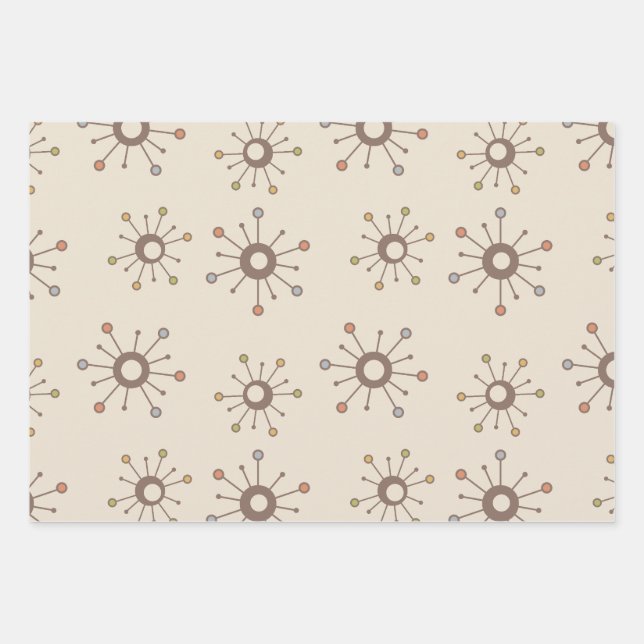 Feuille De Papier Cadeau Starburts Atomique Nature Tons Terre (Devant)