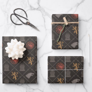 Feuille De Papier Cadeau Stark, Lannister, Targaryen, Motif du Trône de fe