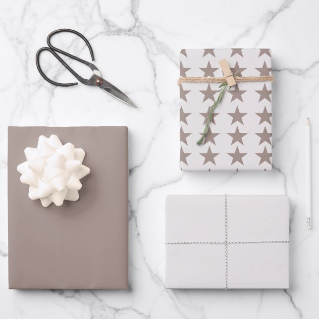 Feuille De Papier Cadeau Starry Night Gift Wrap Set Modern Pastel  (Recto)