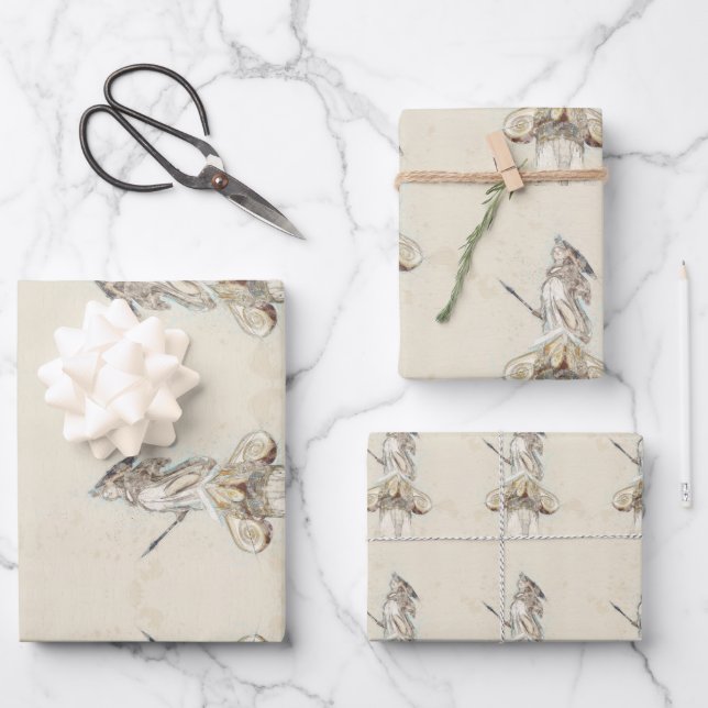 Feuille De Papier Cadeau Statue antique d'Athéna Grèce Art élégant (Recto)