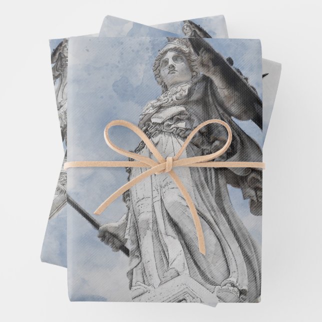 Feuille De Papier Cadeau Statue grecque classique Athéna (En situation)