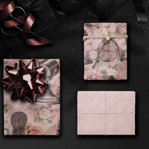 Feuille De Papier Cadeau Steampunk romantique   Ephémère Vintage antique